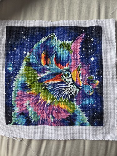 Finished cat cross stitch - cat,