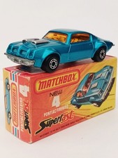 Matchbox Superfast No4 1975 Pontiac Firebird Blue, MINT IN CRISP ORIGINAL BOX 