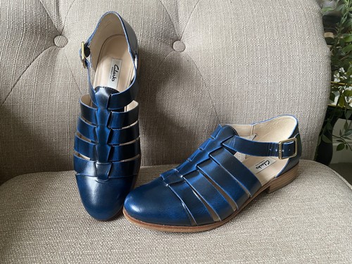 Clarks navy blue - blue, leather