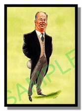 Framed caricature of Aga Khan by John Ireland free p&p UK