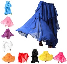 3 Layer Belly Dance Dancers Tiered Tango Samba Gypsy Carnival Skirt Fancy Dress