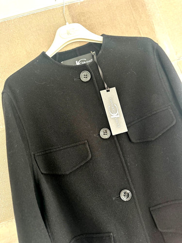 Black double face wool jacket - black,