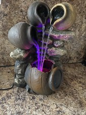 Small Electric Water Feature UK Plug Indoor with Colour Changing LED Lights