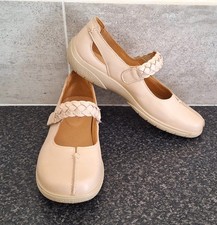 NEW * HOTTER ~ SHAKE * REAL LEATHER MARY JANE SHOES (IVORY CREAM) UK 7 ~ EU 41