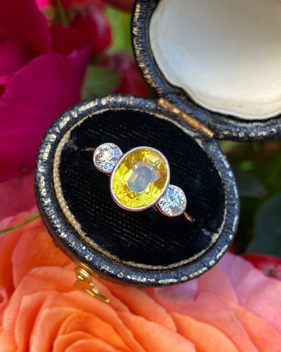 Yellow sapphire and diamond - yellow,
