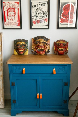 Vintage upcycled blue - , cabinet