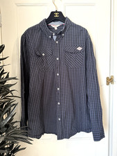 Lee Cooper UK Size L Men’s Blue And Black Button Up Checkered Shirt