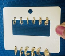UK Women Ladies 6pairs Fashion Jewelry Gold Small Hoop Earrings Set Gift