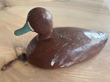 Genuine vintage decoy duck mallard teal with original weights and mooring clip