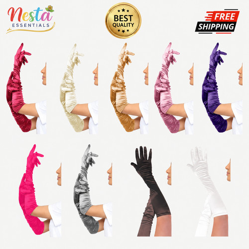 Elegant long satin gloves - elegant,
