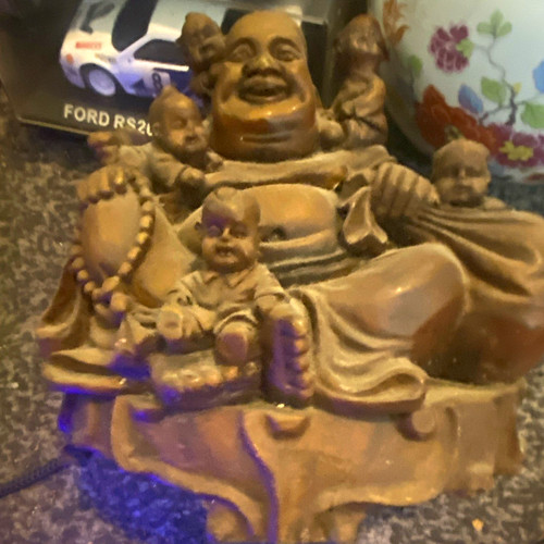 Brown laughing buddha figurine - brown,