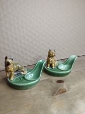 Wade Dog Pipe Holder Ornaments Set Of 2 Germany Shepherd & Westie Cigar Holder