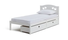 Mia Single Bed Frame with 2 Drawers - White