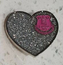 Everton FC Official Pin Badge - Silver Sparkly Heart with Pink Crest
