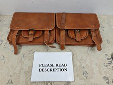 Motorcycle Side Pouch Brown Leather Side Pouch Saddlebags Saddle (READ)