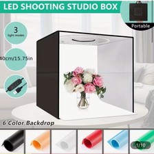 40cm/15.8inch Photo Light Box, LED Lighting Shooting Tent 6pcs PVC Backdrops,