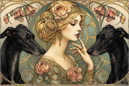 Art nouveau style - art, lady