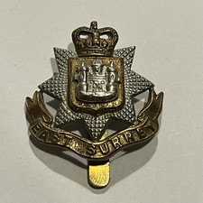 East Surrey Regiment - Bi-Metal Cap Badge - Queens Crown QC 1952-1959