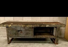 Vintage Industrial Work Bench..Railway Sleeper Top.. High In Patena..wow Factor