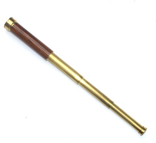Three draw brass telescope - ,