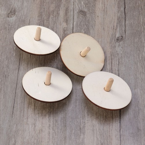 4pcs wooden spinning tops - wooden,