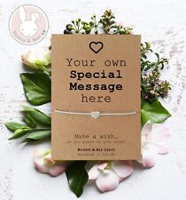 Any Message Wish Bracelet Friendship Thank You Card Friend gift Personalise Own