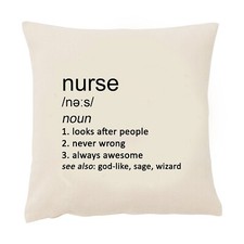 Nurse Cushion Cover Funny 50cm Square Beige Nursing Thank You Birthday Gift
