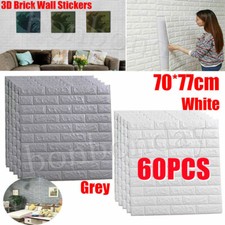 60PCS Large 3D Tile Brick Wall Sticker Self Adhesive Waterproof Soft Foam Panels