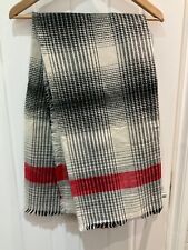Zara black white chevron checked tartan blanket scarf red trim. Used