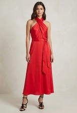 REISS Vida Red Satin Halter