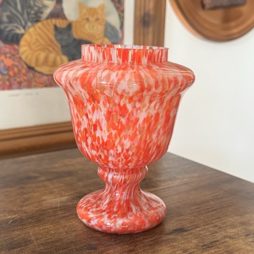 Vintage art glass vase red - vintage,