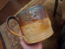 Early English Brown Saltglaze Stoneware Mug/Tankard with Hunting Scene Bristol .