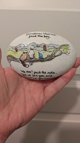 Hand painted pebble the boy - hand,