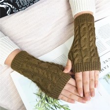 Women fingerless knit gloves - fingerless,