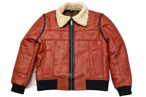 Brick red shearling - red, collar