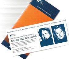 ALAN RICKMAN HELEN MIRREN  anthony  & cleopatra RNT Oct 1998 booklet+stop press