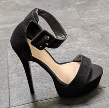 Essex Glam Stiletto Black Open-Toe Platform Shoes 6.25" Heel  Size 5/38 RRP £30