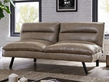 3 Seater Grey  Air Leather Fabric Sofa With Comfy Seats Click Clack  Sofa Bed