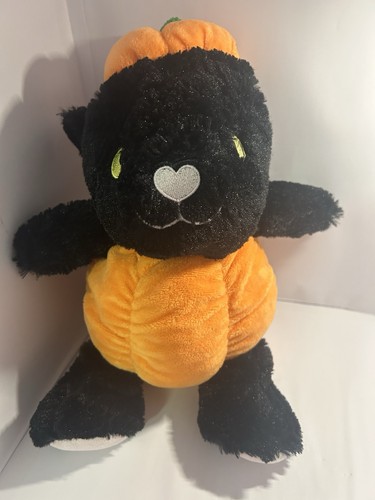Halloween black pumpkin cat - black,