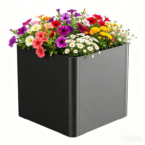 Large galvanized steel planter - large,