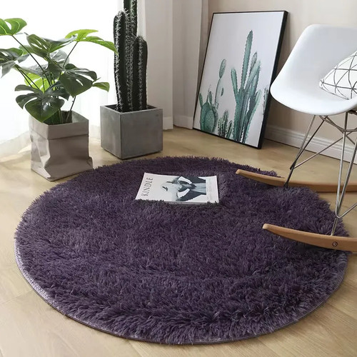 Plush round carpet white - round,