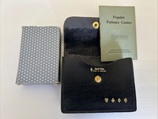 Vintage John Waddington Ltd Bridge Set Real Hide Leather Case Cards Instructions