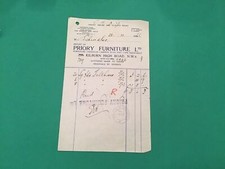 Priory Furniture Ltd 1947 London Carpet Rugs receipt R35535