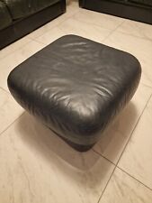 Navy Leather Ottoman stool seat