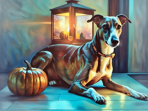 Greyhound whippet halloween - whippet, a5