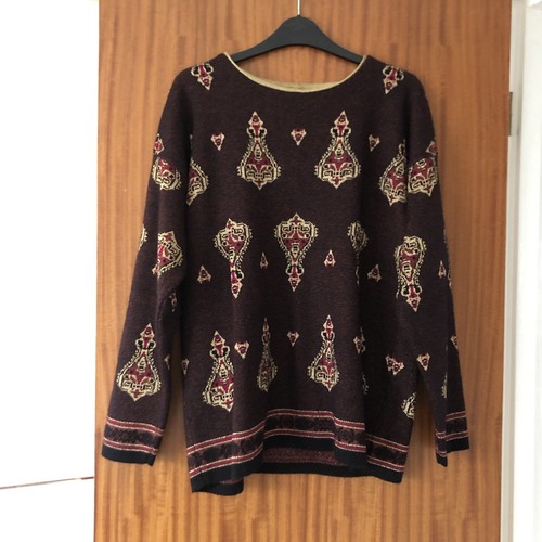 Lambswool burgundy gold - lambswool, jumper