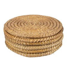 6x Round Woven Palm Leaf