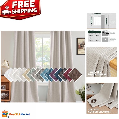 Faux linen blackout curtain - faux,