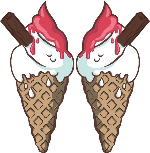 Ice cream cone sticker - cone, pair