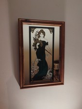 Vintage Mirror Alfonse Mucha Spring Art Nouveau Four Seasons 42cm x 22cm